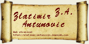 Zlatimir Antunović vizit kartica